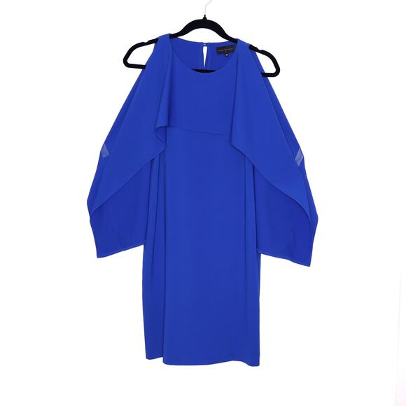JENNIFER TATTANELLI Cold Shoulder Mini Shift Dress Blue Cape Women's 40/ US 8 - Picture 1 of 10